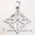 Четырехлистник (кельтский крест) из серебра с фианитом