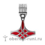 Молот Тора (Мьёлльнир) из серебра с красной эмалью